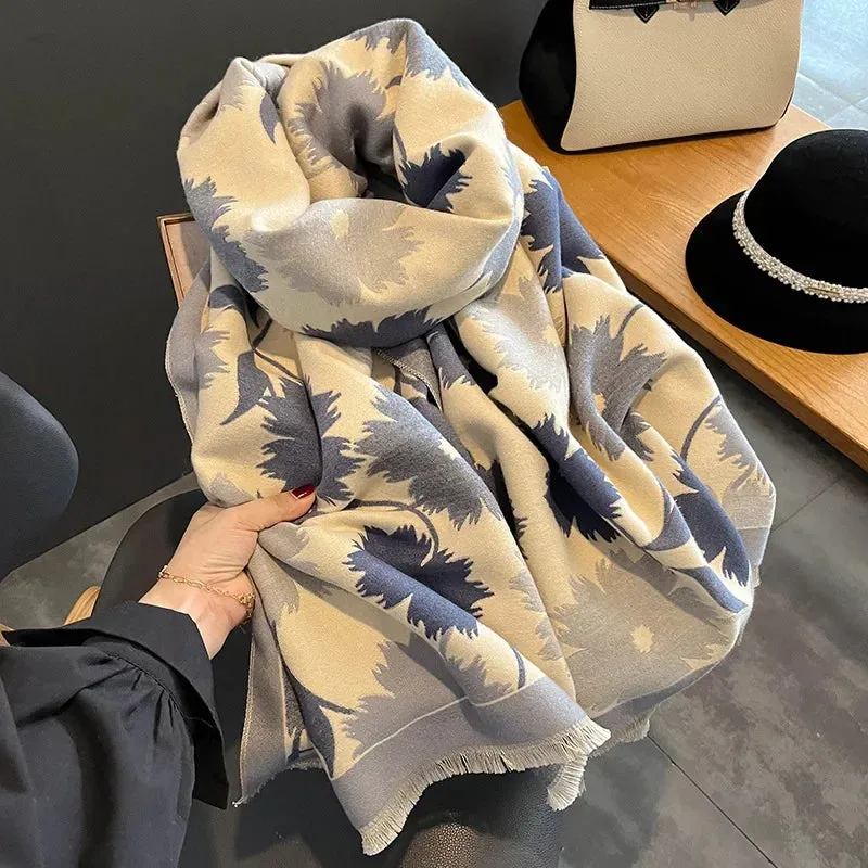 Thick Warm Winter Scarf Luxury Design Print Horse Women Cashmere Pashmina Shawl Lady Wrap Scarves Female Foulard Blanket Poncho