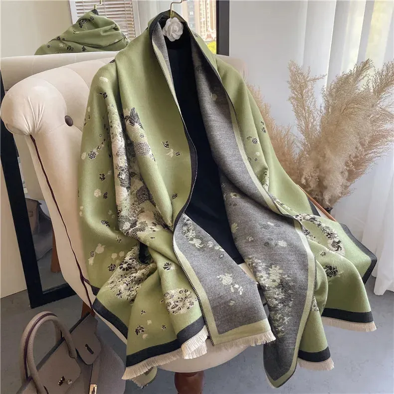 Thick Warm Winter Scarf Luxury Design Print Horse Women Cashmere Pashmina Shawl Lady Wrap Scarves Female Foulard Blanket Poncho