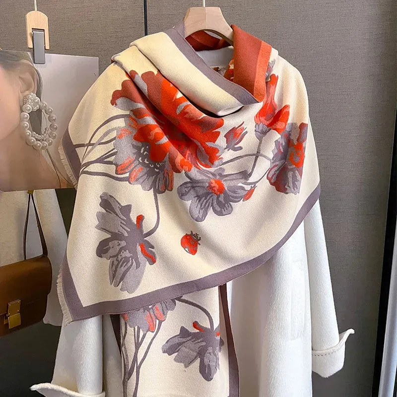 Thick Warm Winter Scarf Luxury Design Print Horse Women Cashmere Pashmina Shawl Lady Wrap Scarves Female Foulard Blanket Poncho