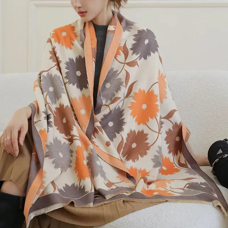 Thick Warm Winter Scarf Luxury Design Print Horse Women Cashmere Pashmina Shawl Lady Wrap Scarves Female Foulard Blanket Poncho