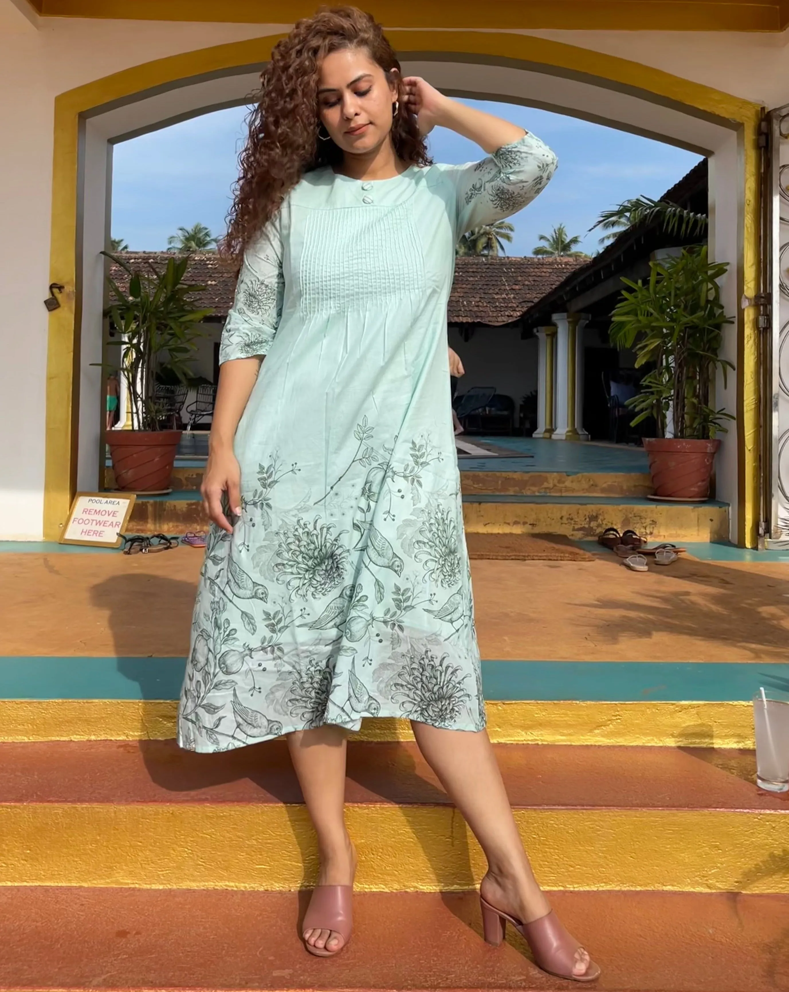 Tulips On Green Maxi Dress