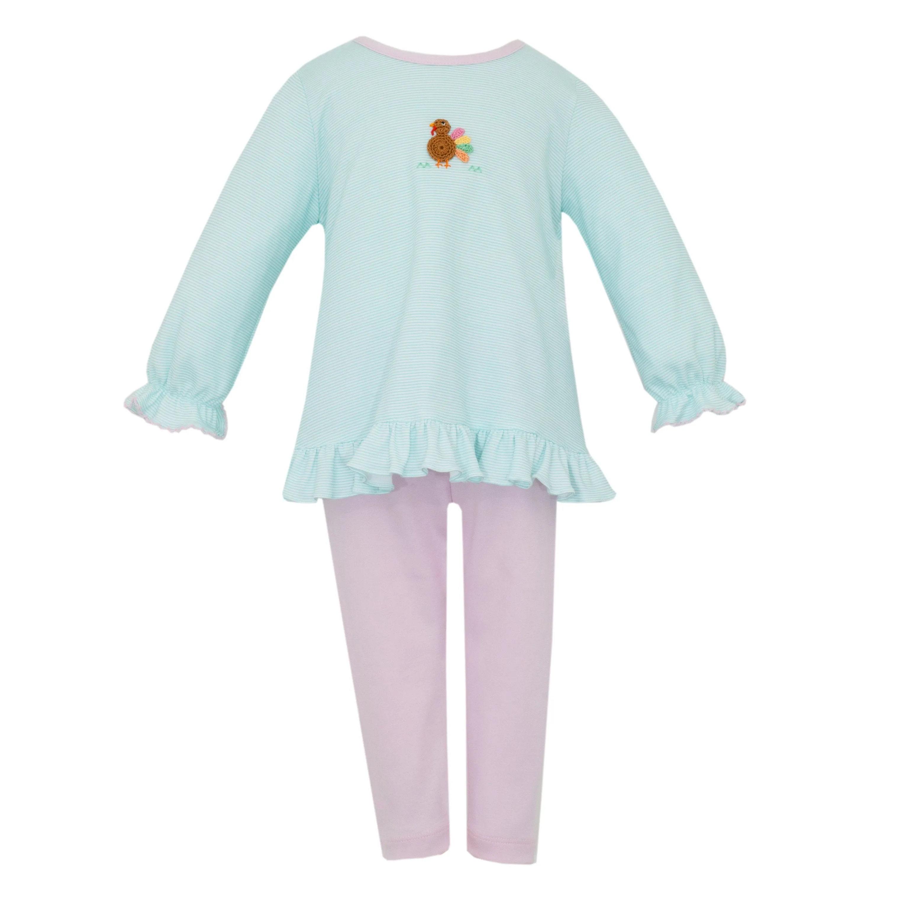 Turkey Tunic Set- Aqua Stripe
