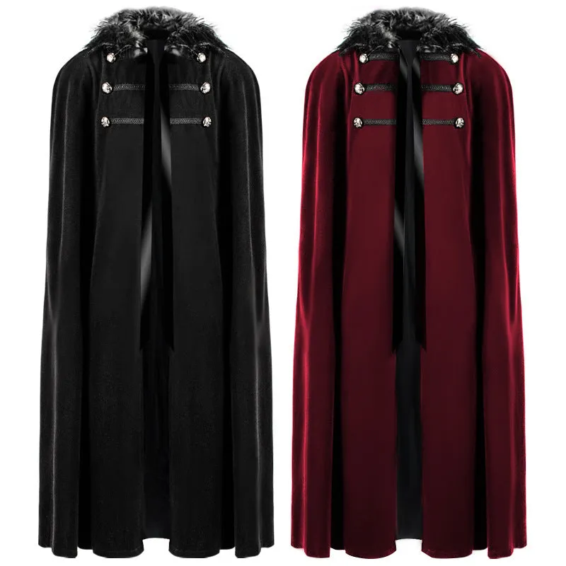 Unisex Role King Play Viking Costume Medieval Steampunk Cape Victorian Cloak Lord Cosplay Cloak Samurai Cape