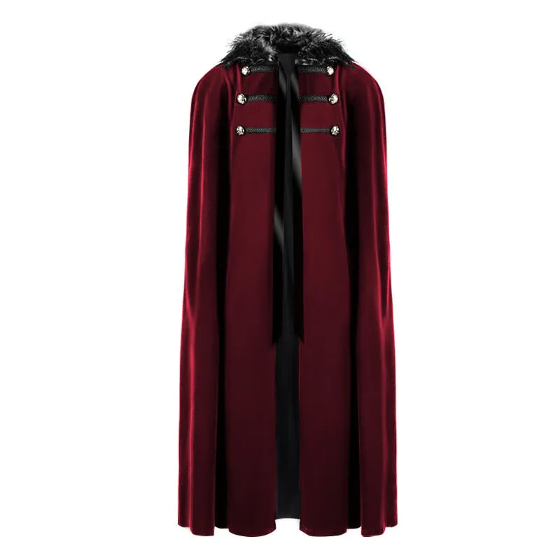 Unisex Role King Play Viking Costume Medieval Steampunk Cape Victorian Cloak Lord Cosplay Cloak Samurai Cape