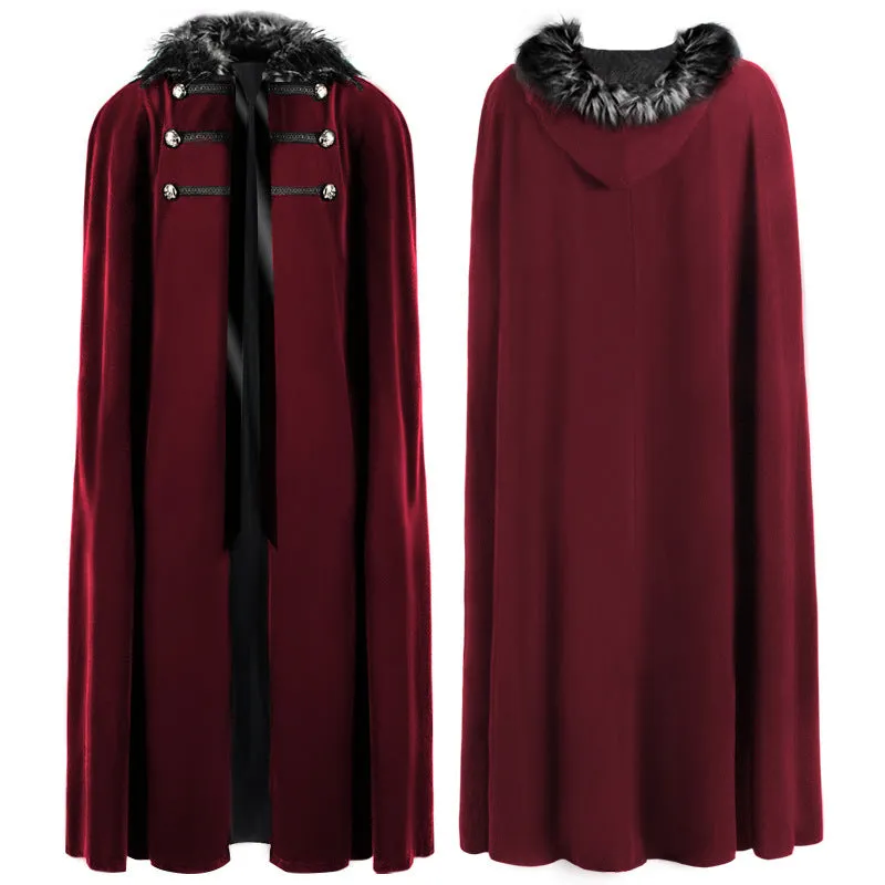 Unisex Role King Play Viking Costume Medieval Steampunk Cape Victorian Cloak Lord Cosplay Cloak Samurai Cape