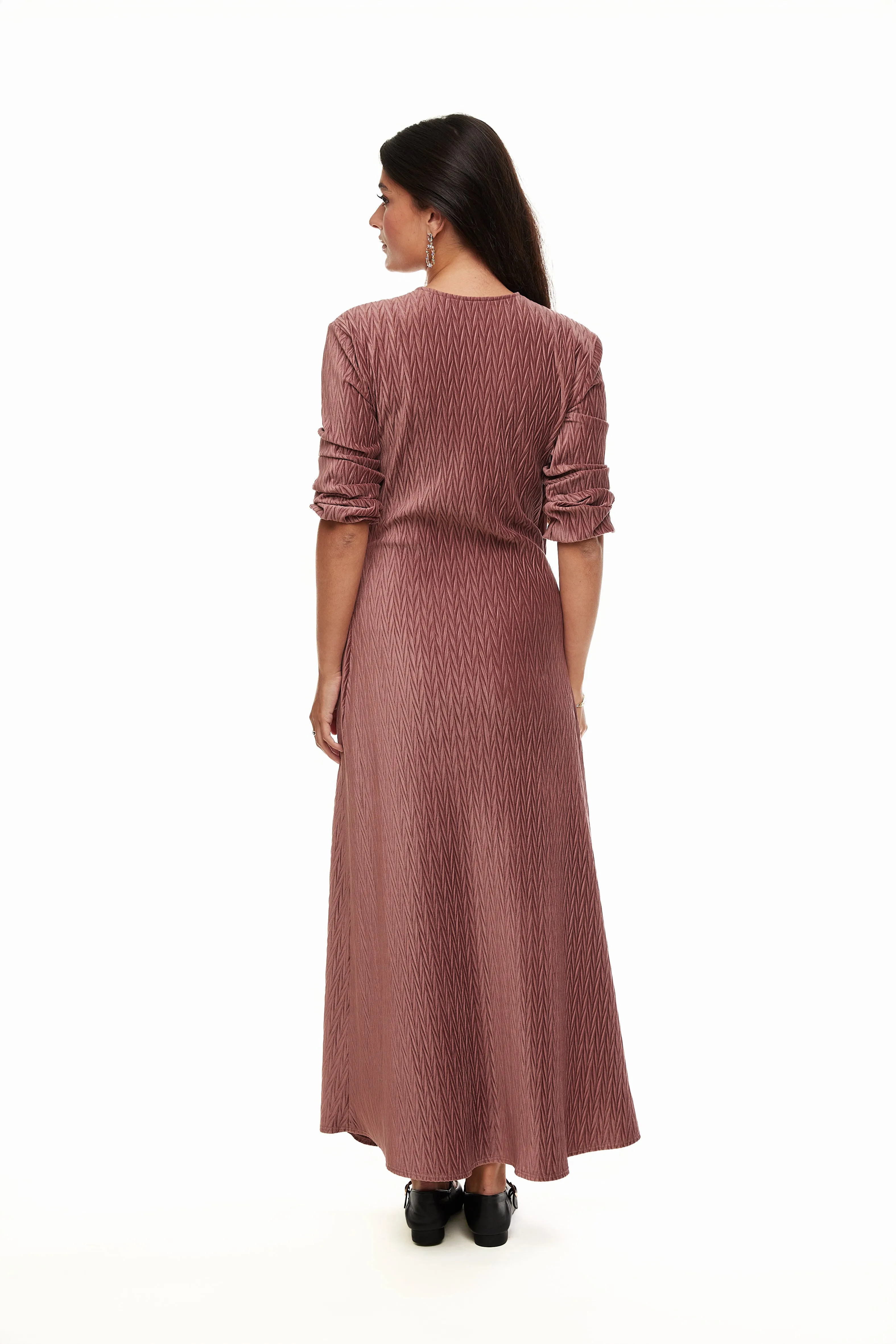 VELVET SIDE TIE MAXI DRESS