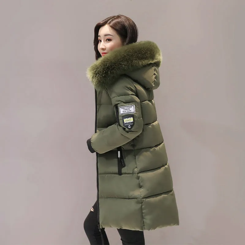 VenusFox Long Parka Hooded Jacket With Fur collar