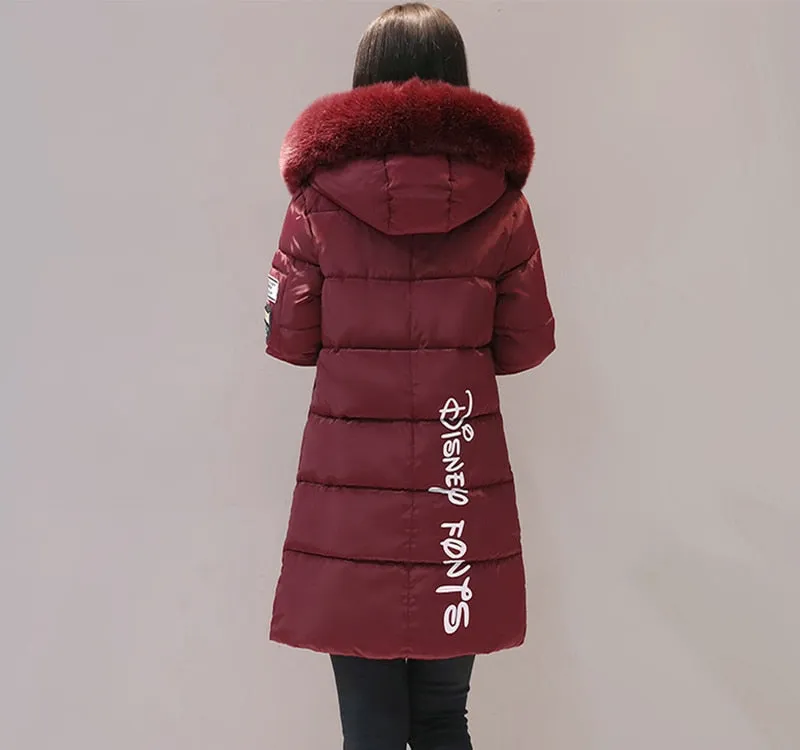 VenusFox Long Parka Hooded Jacket With Fur collar