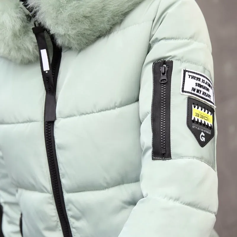 VenusFox Long Parka Hooded Jacket With Fur collar