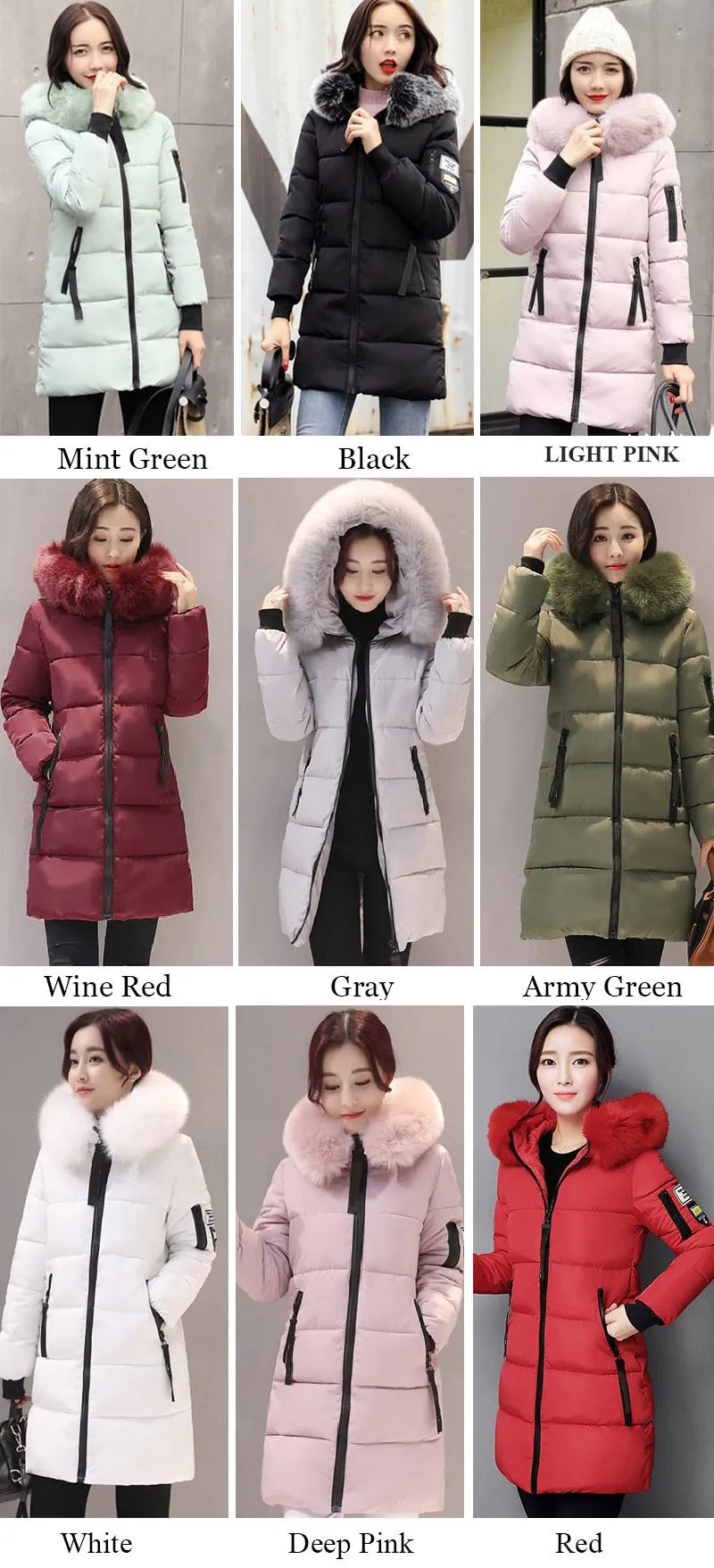 VenusFox Long Parka Hooded Jacket With Fur collar