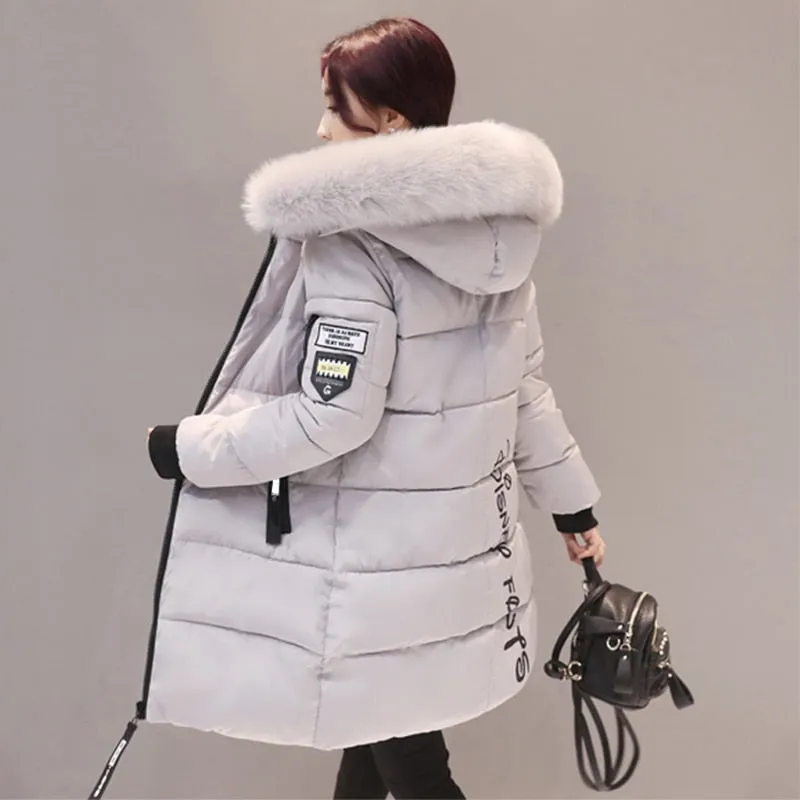 VenusFox Long Parka Hooded Jacket With Fur collar