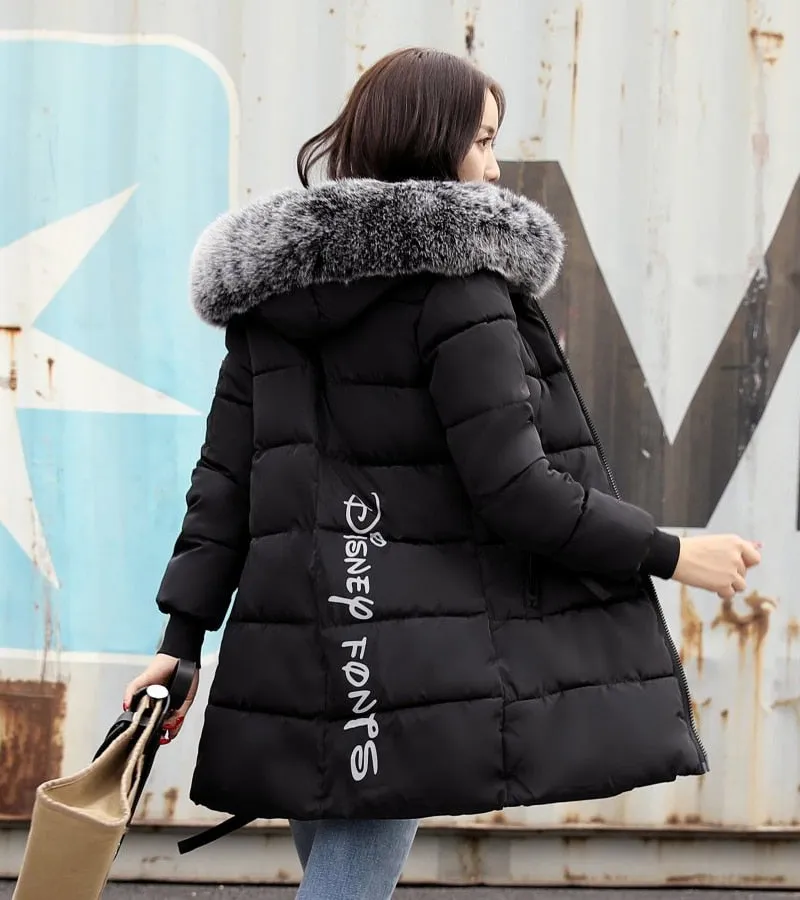VenusFox Long Parka Hooded Jacket With Fur collar