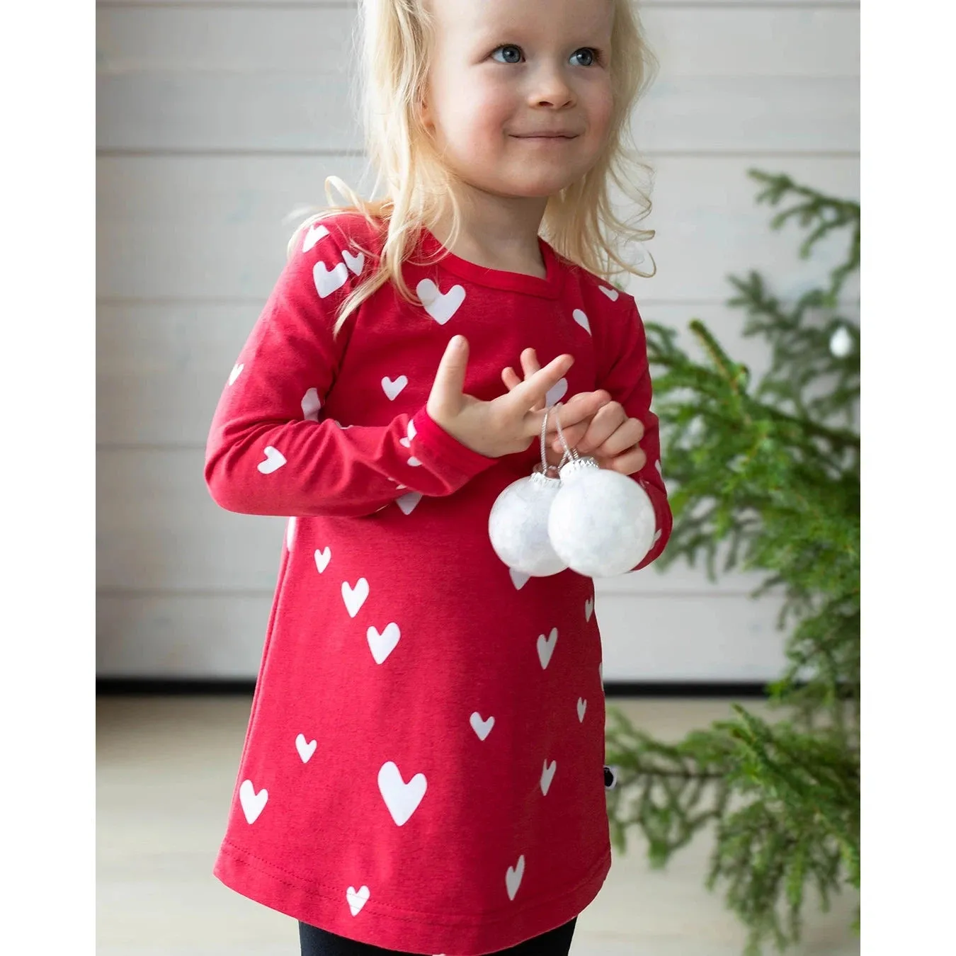 VIENO Long Sleeve Tunic - Hearts in Red