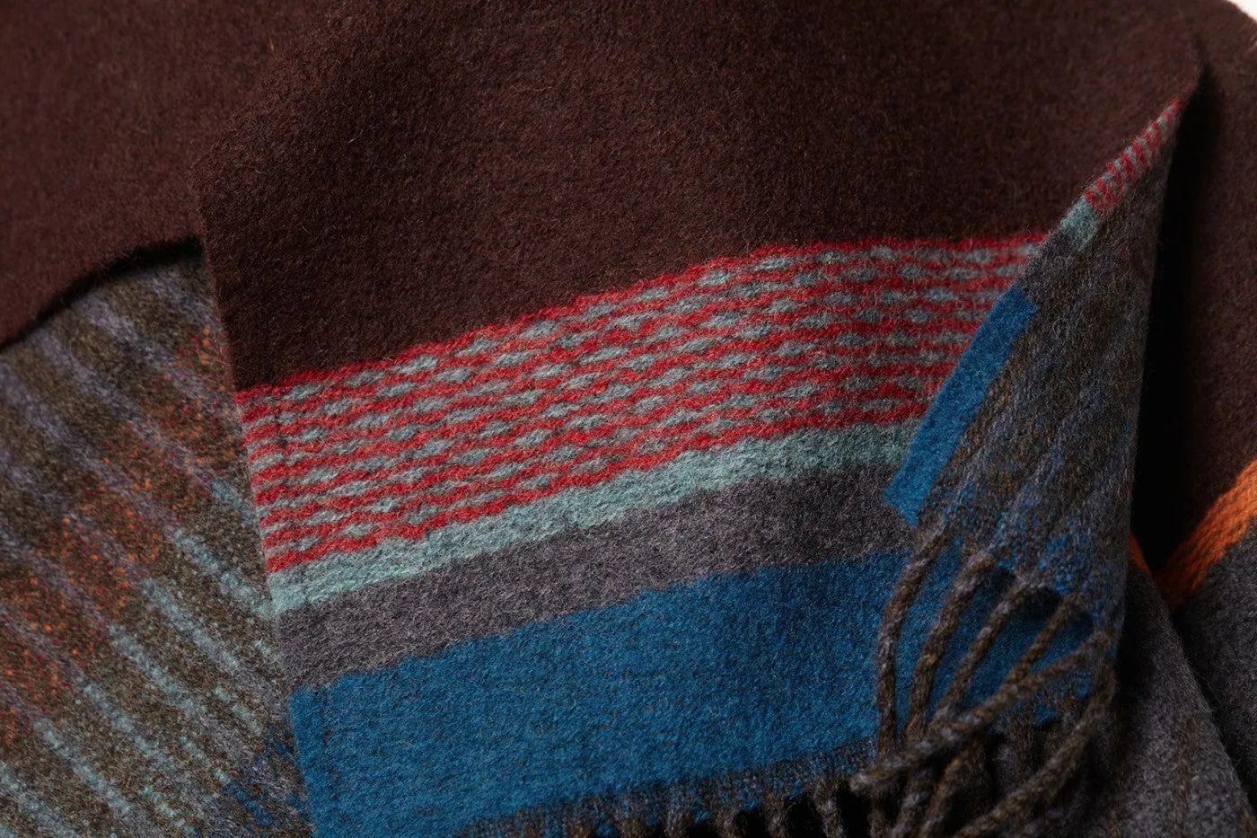 Wallace Sewell LAMBSWOOL STRIPE SCARVES  -Strathay - Cinder DARK