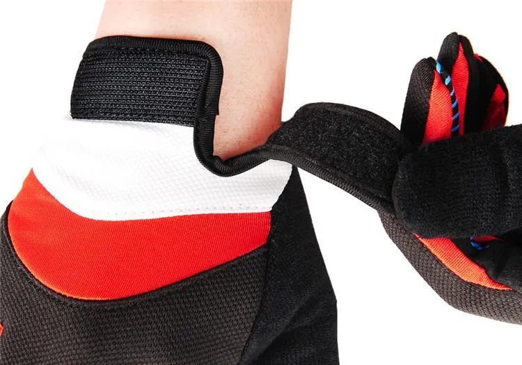 WOLFBIKE Red White Cycling Full Finger Gloves