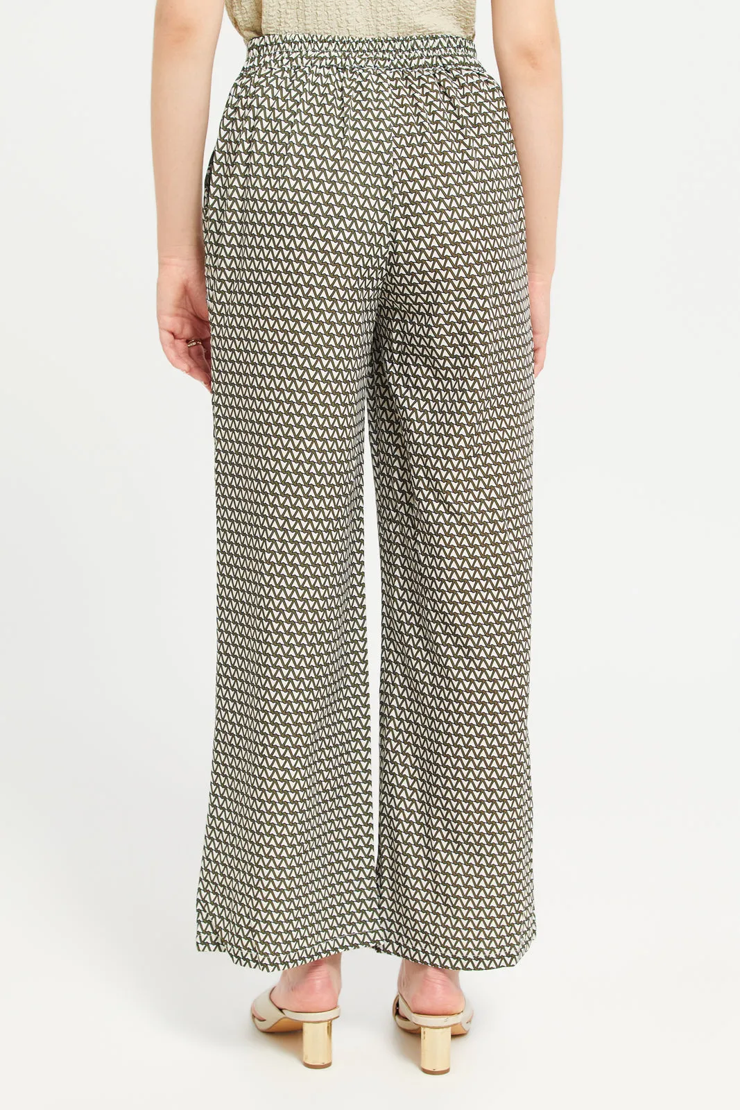 Women Assorted Geometric Print Wide Leg Trouser