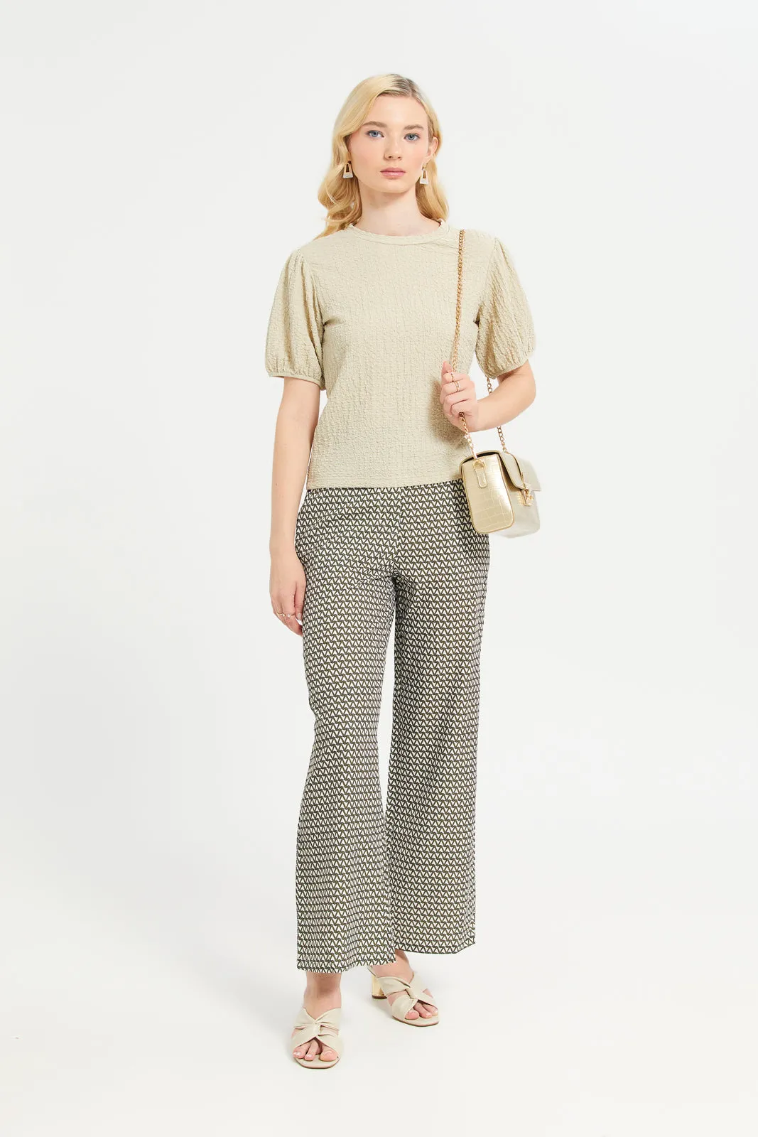 Women Assorted Geometric Print Wide Leg Trouser