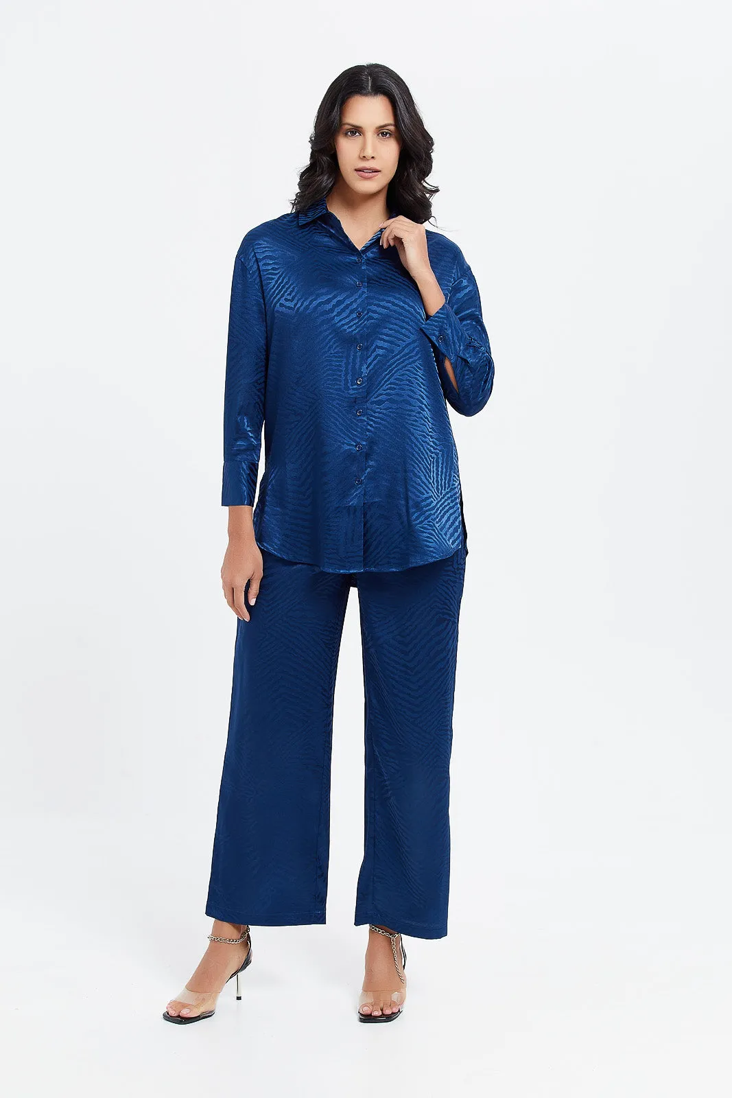 Women Jacquard Wide Leg Trousers