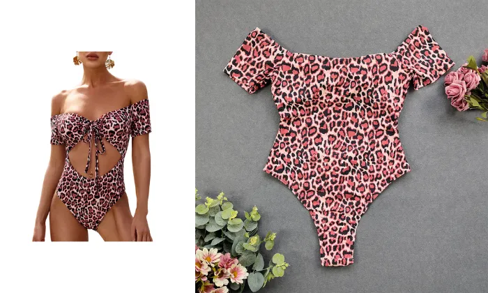 Women Leopard Print One Piece Swimsuit - Medium