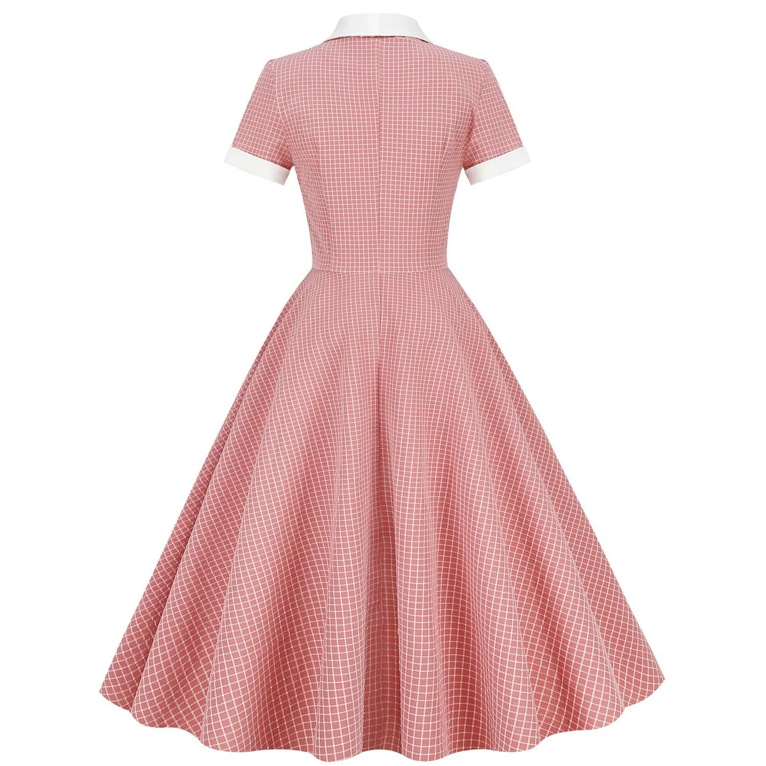 Womens A Line Cape Collar Vintage Swing 1950s Summer Cute Dress with Button