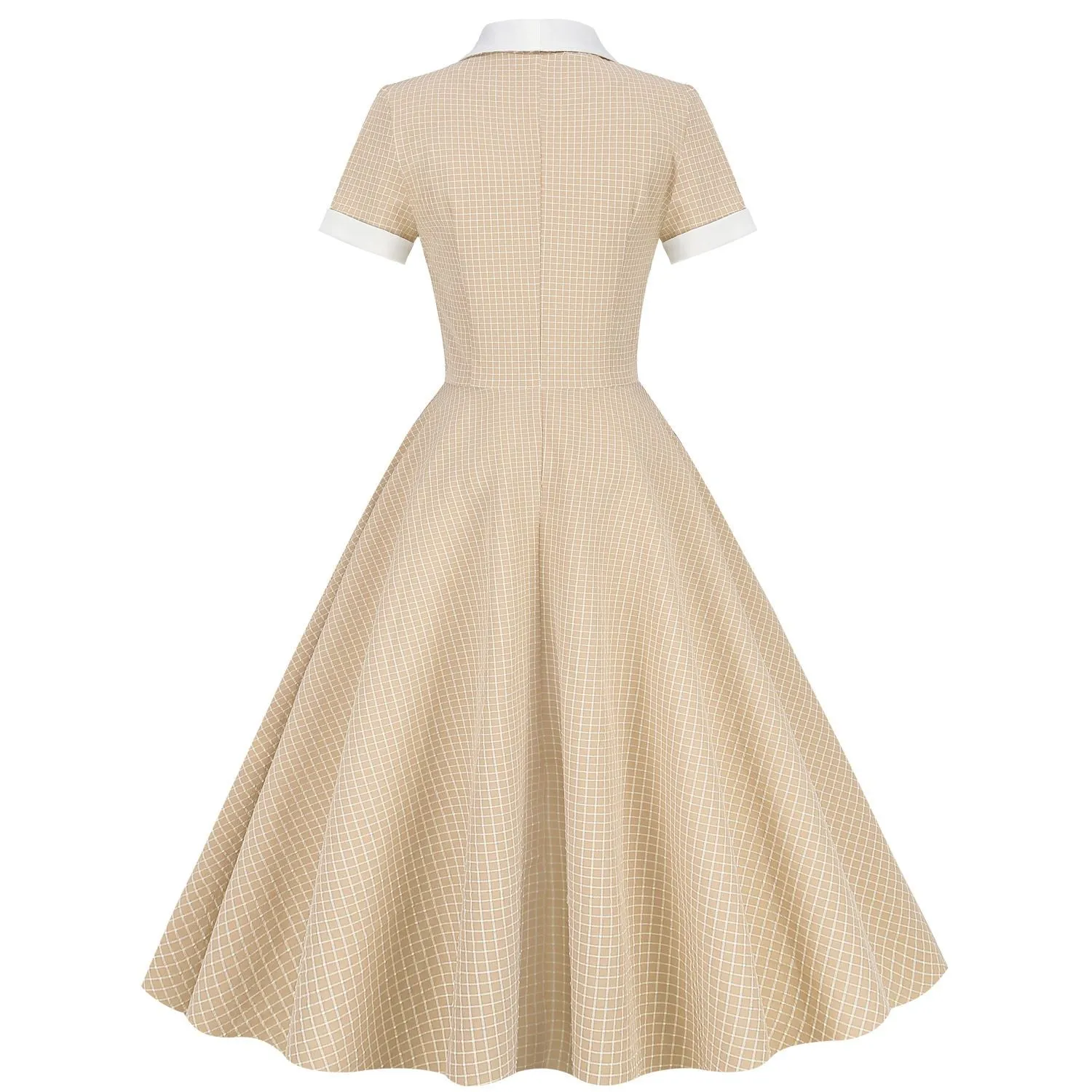 Womens A Line Cape Collar Vintage Swing 1950s Summer Cute Dress with Button
