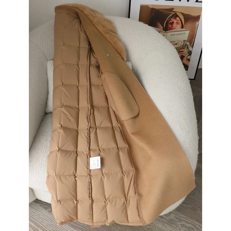 Women's Faux Fur Collar Down Long Coat