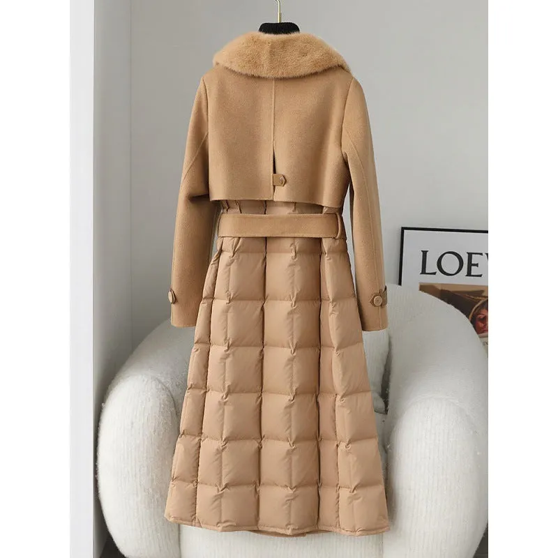 Women's Faux Fur Collar Down Long Coat